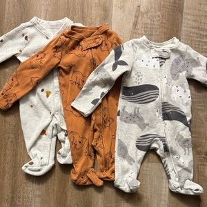 Carter's Cozy Animal Print Footies - Cream, Orange, Gray